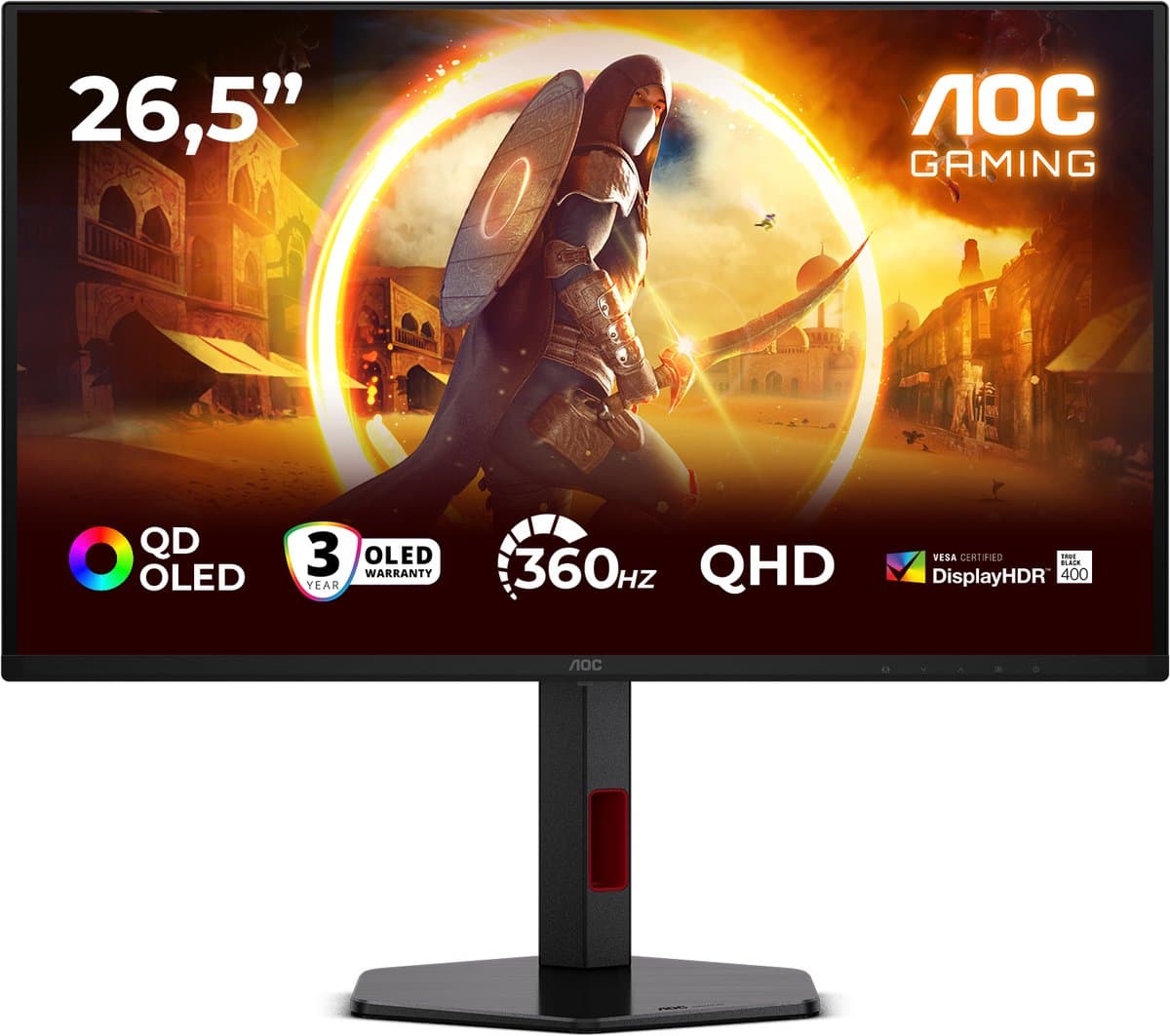 AOC G4 Q27G4SDR - QHD OLED Gaming Monitor - 360hz - HDMI 2.1 - USB-hub - 27 inch — afbeelding 1
