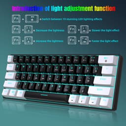HXSJ V900 - Bedrade Gaming Toetsenbord - Mechanisch - Blue Switch - 61 Keys - QWERTY Toetsenborden - Zwart wit — thumbnail 3