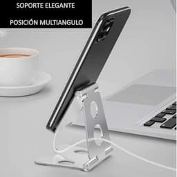 Bureau houder Tablet & Telefoon Vouwbaar Standaard - Tafel Telefoon Steun Universeel - Zilver — thumbnail 6