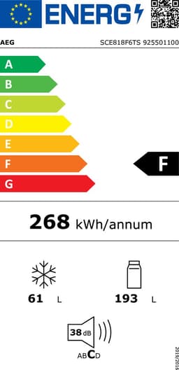 AEG SCE818F6TS koel-vriescombinatie Ingebouwd 253 l Wit — thumbnail 6