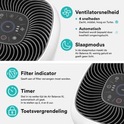 Rolfstone Air Balance XL Luchtreiniger – HEPA 13 + koolstoffilter – CADR 460 m³/u – Voor ruimtes tot 144 m² – Vermindert stof en pollen – 3 standen + turbo + slaapstand + automatische stand – Luchtkwaliteitsindicator — thumbnail 8