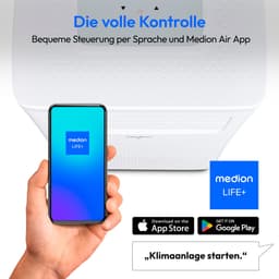 MEDION P702 (MD 37737) Slimme mobiele airconditioner met luchtafvoerslang (incl. raamafdichting, 3in1, tot 25 vierkante meter, 7.000 BTU, koelen, ontvochtigen, ventileren, app- en stembediening, slaap — thumbnail 15