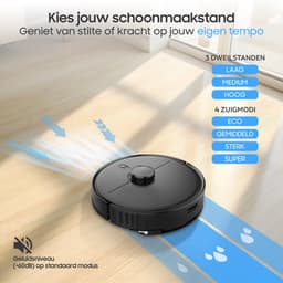 Sweepo® Smart Robotstofzuiger met Dweilfunctie – Met Laadstation – LiDAR Navigatie – Met App – Voor Huisdieren – Automatisch Hervatten — thumbnail 4