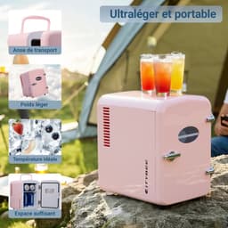 NETTLIFE Mini Koelkasten 4L - Mini-Koelkasten - 12V/230V Auto Aansluiting - 25dB - Vrijstaand - Geschikt voor dranken cosmetica voedsel - Minikoelkast ideaal - voor in de auto - kamer - camping - kantoor - Roze — thumbnail 9