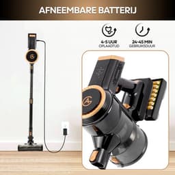 AG4200+ Steelstofzuiger Draadloos Met Dweilfunctie 2 in 1 - Premium Gold - Krachtige stofzuiger Zonder Zak - Geschikt voor Dierenharen - Compact & Lichtgewicht - Kruimeldief — thumbnail 20