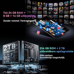 Blackview MEGA 2 Tablet Sets - Android 15 - 4G LTE+WiFi - 12 Inch - 24GB RAM - 256GB - Widevine L1 - 9000mAh - Grijs — thumbnail 9