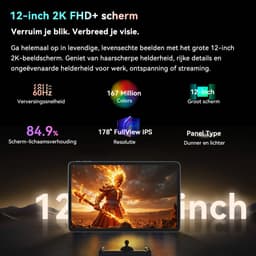 Blackview MEGA 2 Tablet Sets - Android 15 - 4G LTE+WiFi - 12 Inch - 24GB RAM - 256GB - Widevine L1 - 9000mAh - Grijs — thumbnail 12