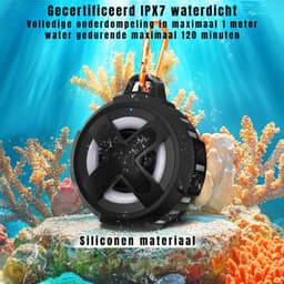 GTB® Douche Speaker - Badkamer Speaker - Douche Speaker Bluetooth - Zwart - 8cm x 8cm x 7cm — thumbnail 4