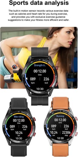 Knobbout Slimme Smartwatch met 1,28 inch Touchscreen- PPG als ECG hartslag- en hartfilamentmeting - ECG + PPG dubbele hartmonitor voor nauwkeurige gezondheidsbewaking - Bluetooth bellen en contacten synchronisatie - zwart staal+siliconen horlogeband — thumbnail 2