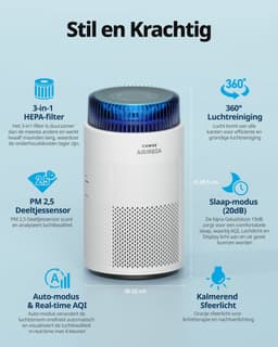 Coway Airmega 100 Luchtreiniger - Air Purifier - 244 m³/u - HEPA filter + koolstoffilter - Verwijdert tot 99,97% van fijne en ultrafijne deeltjes - Tegen stof, pollen en allergenen - Fluisterstil (20 dB) - ECARF gecertificeerd — thumbnail 4