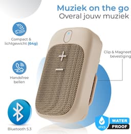 Caliber Draagbare Bluetooth Speaker – Mini Speaker Clip - Handsfree bellen - TWS - Waterdicht - Lichtgewicht - Beige (HPG101BE) — thumbnail 4
