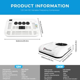 Sunster Dak Airconditioner - Air conditioning - 10000 BTU - 150-400m³/u - 1-3KW - 12V Efficiënte Koeling, Met Afstandsbediening, voor RV, camper, Vrachtwagens, Boten — thumbnail 6
