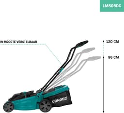 VONROC Accu Grasmaaier – 40V – 38 cm maaibreedte - Vier instelbare maaihoogtes: 35/45/55/65 mm - Incl. 45L Opvangbak - Excl. Accu’s en snellader — thumbnail 9