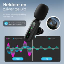 Strolox® Draadloze Microfoon Pro - 2 Stuks - Lavalier - Windshields - Dasspeld - Lange Batterij - USB-C/Lightning - Plug & Play — thumbnail 4
