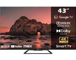 Horizon Smart TV 43 inch QLED - 4K ULTRA HD Televisie - XT Line - Google TV WiFi - Voice Assistant - Frameless Slim Design