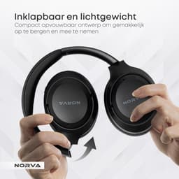 Norva P70 - Draadloze Noise Cancelling Koptelefoon - Bluetooth 5.3 Headphones - Over-ear Hoofdtelefoon - Met Microfoon en Opbergcase - 60u Batterij - Zwart — thumbnail 6
