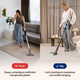 Samako Steelstofzuiger Draadloos - 450W - Kruimeldief - 4 Opzetstukken - Stofzuiger 32kPa zuigkracht - Zonder zak op accu - CleanDetect — thumbnail 7
