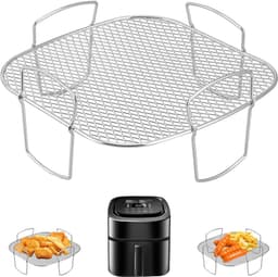 Vierkant airfryer rooster - Airfryer bakvorm - Airfryer accessoires - Roestvrij staal - 20,5 cm — thumbnail 1