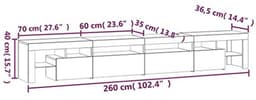 Moderne TV kast met LED verlichting 260x36.5x40cm - Zwart - Elegante Mediamöbel voor elk Interieur — thumbnail 5