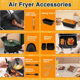 28 stuks Airfryer-accessoires, accessoireset Geschikt voor Philips Dual Basket Airfryer 3000/5000 serie (6 l/3 l), Dual Easy 5,2 l/3,1 l, siliconen vormen, grillrooster, bakvorm, keuken — thumbnail 7