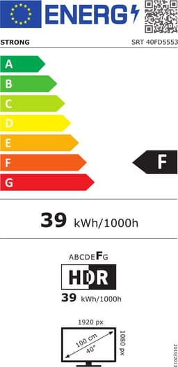 STRONG - 40” Full HD TV (100 cm) SRT40FD5553 - Connected TV met Android TV - Chromecast - Google assistant - Wifi - Bluetooth - HDR - NETFLIX - Drievoudige tuner - 3 HDMI-poorten (1 ARC) + 2 USB-poorten + Mini-AV + Antenne/Sat Jack - Zwart — thumbnail 2