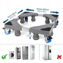Wasmachine Onderstel - Wasmachine verhogers - 42-66cm Verstelbaar & 250kg Draagkracht - 4 Wieltjes met Rem - Geluidsreducerend - Voor Apparaten en Koelkast — thumbnail 6