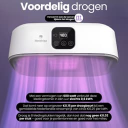 Hendriqs® Wasdroger Condensdroger 8 kg - 90°C mini droger met UV-sterilisatie - Droge Kleding & Warme Kamer Tegelijk - Alternatief voor Warmtepompdroger & Wasdroogcombinatie & Droogkast & Elektrisch Droogrek & Droogmachine — thumbnail 7