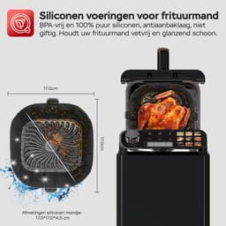 Turbotronic AF510D - Dubbele Airfryer - 11L - Airfryer XXL - Heteluchtfriteuse - Dual Heating - 50ºC tot 200ºC - 6 Kookprogramma's - Zwart — thumbnail 3