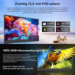 Blackview DCM8 15.3" Dubbele Draagbare Monitor – 100% sRGB – Extra Laptopscherm 13-17.3" – Uitbreidingsscherm – Plug & Play – Geschikt voor PC, Laptop, Xbox, PS3/4/5, Switch – Grijs — thumbnail 10