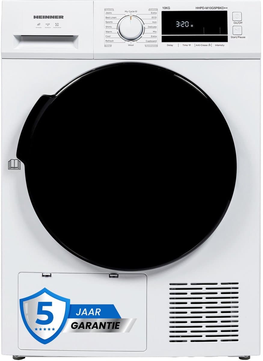 Heinner HHPD-M10G5PBKD++ Warmtepompdroger - 10 kg - 16 Programma’s - Anti-kreuk - LED-display - 5 Jaar Garantie — afbeelding 1