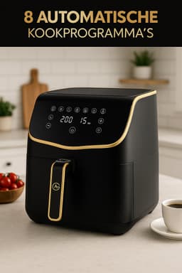 AG Airfryer XXL Premium- Luchtfriteuse - Anti-aanbak - Tot 8 personen- Uitneembare Bak - Vaatwasserbestendig - Met Receptenboek - Extreem Stil- Snelkooktechnologie - Digitaal Display - Tot 200°C - 8 Voorgeprogrammeerde standen. 5.5L Zwart — thumbnail 2