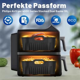 Accessoires Heteluchtfriteuse Gescht voor Philips Airfryer 4000 Serie 10L, Siliconenvorm Accessoireset Heteluchtfriteuse Herbruikbare Ovenschaal voor Philips Stacked Dual Basket Airfryer NA460 10L — thumbnail 6