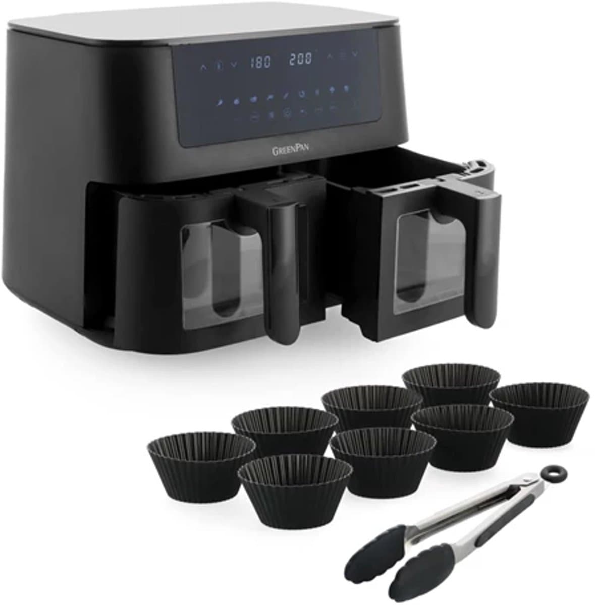 GreenPan Bistro Dual Zone airfryer 2x 4L + 9-delige bakset — afbeelding 1