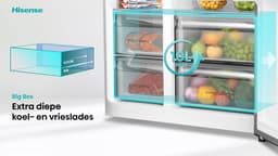 Hisense RS3P558NEFD - Amerikaanse koelkast - No-Frost - 178 cm hoog - 544 liter - Energielabel D - Invriesvermogen 12 kg/24u - Geluidsniveau 37 dB - LED Display - SuperCool - FastFreeze - Deuralarm - Inverter Compressor - Multi Airflow — thumbnail 22
