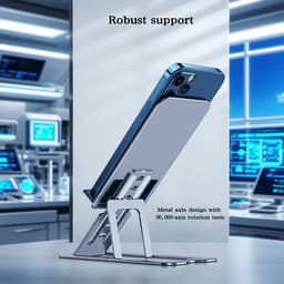 Draagbare tablet-/telefoonstandaard, opvouwbare bureaustandaard voor telefoons, verstelbare tabletsteun, compatibel met alle telefoons en tablets tot 12 inch. — thumbnail 4