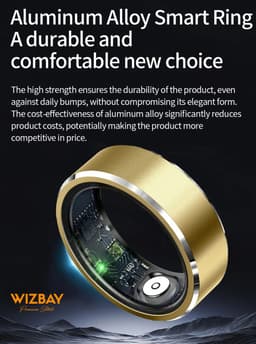 WizBay Premium Select® Aluminium Zilver Blush Smart Ring Dames Heren - Oplaad Case - Hypoallergeen - Hartslag & Slaap Monitor - IP68 Waterdicht - O2 Meting - Gesture Functie - Multiple Sport Modi - #11 — thumbnail 16
