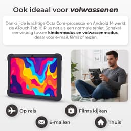 ATouch Combipakket - Kindertablet Tab 10 Plus + Kinderkoptelefoon - 64GB+64SD - Vanaf 3 jaar - Zwart — thumbnail 8