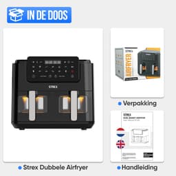 Strex Airfryer XXL - 10L - 2500W - Heteluchtfriteuse - Dubbele Airfryer - 50ºC tot 200ºC - 10 Kookprogramma's - Zwart — thumbnail 9