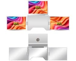 Virello® OneCable 14’’ - Portable Quad Monitor - Inclusief Beschermhoes - Draagbaar Beeldscherm - Draagbare Monitor - Full HD - IPS - Grijs