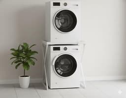 Wasmachine Kast - Wasmachine Verhoger- Metaal - Wit - Universeel Wasmachine en Droger Kast - Wasmachine Ombouw - Wasmachinerek - Wasmachine Sokkel- Robuust - Stabiel - Stevig - Anti Vibratie — thumbnail 9