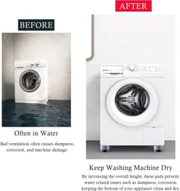 Wasmachine dempers - 8 stuks - Wasmachine Verhoger - Stapelbaar - demper Pads - Antislipmatjes - Wasdroger Verhoger - Geluidsdemper Wasmachine - geschikt voor wasmachine en wasdroger — thumbnail 5