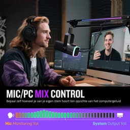 FIFINE - AM8 PRO T - USB / XLR Studio microfoon - PC-Gaming Met Flexibele RGB Arm ( 66cm! ) - Geschikt voor PC/PS4/PS5 - RGB - Podcast - Gaming - Streaming - Zwart — thumbnail 4