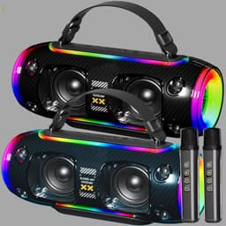 Bluetooth Speaker -Bluetooth Speaker Draadloos -Portable Bluetooth Speaker - Lichteffecten - Muziek Box - AUX - TWS mobiele koppeling-Twee microfoons-Zwart-Party Speaker – Geschikt voor Feest, Camping & Thuis — thumbnail 6