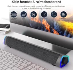 longziming -Luidspreker – USB Computerluidspreker met LED Regenboogverlichting – 2 Full-Range Speakers – Schuin Ontwerp en Volledig Compatibel – voor PC, Laptop en Tablet — thumbnail 6
