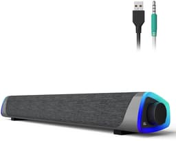 longziming -Luidspreker – USB Computerluidspreker met LED Regenboogverlichting – 2 Full-Range Speakers – Schuin Ontwerp en Volledig Compatibel – voor PC, Laptop en Tablet — thumbnail 1