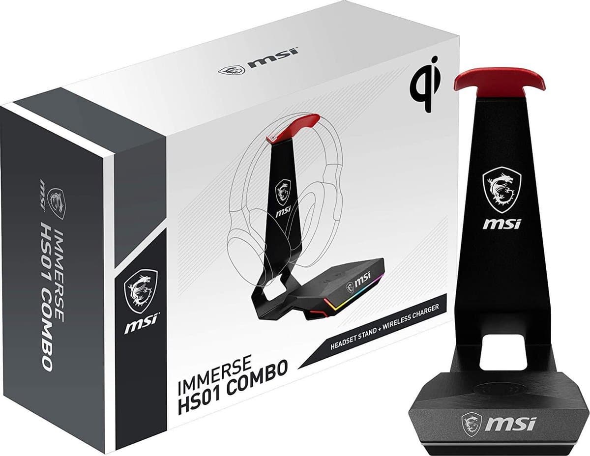 MSI Immerse HS01 Combo Gaming-headsetstandaard - draadloze oplader (QI-gecertificeerd) — afbeelding 1