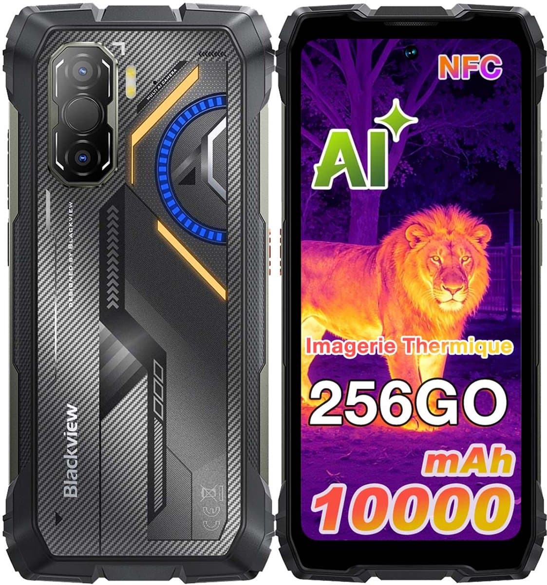 Smartphone Blackview ROCK 3 - 24GB RAM - 256GB ROM - 4G - Android 16 - 6.78inch 120Hz - 10000mAh - 108MP camera - BT5.2 - IP69K - NFC - OTG - GPS - Zwart — afbeelding 1