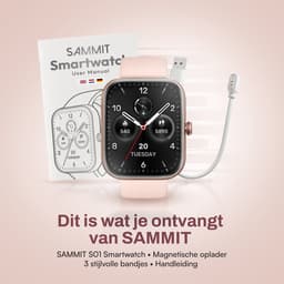 SAMMIT Luxe Smartwatch Dames Rosé Goud - Slaapmonitor - Stappenteller - Saturatiemeter - Geschikt voor IOS en Android - Full HD - Met 3 Bandjes — thumbnail 10