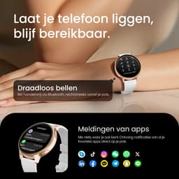 Maoo Ventura 2 - GPS Smartwatch Dames - AMOLED - Siliconen, Leren en Sportbandje - Stappenteller - Hartslagmeter - Slaapmonitor - Belfunctie - AOD - Multisport - Geschikt voor Android en iOS - Rosé Goud en Wit — thumbnail 7