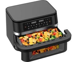 Dewelling Dual Zone Airfryer DUAF-LR-100A – 2950W – 11L XXL Heteluchtfriteuse – Uitneembare Scheidingswand - Zichtvenster